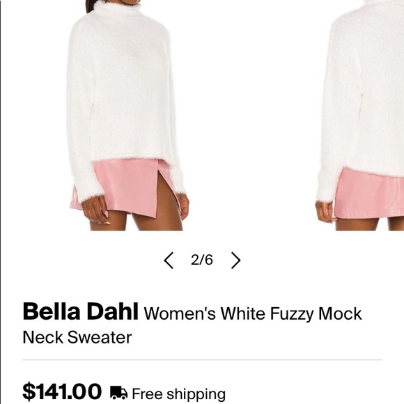 BELLA DAHL sz M Fuzzy white super cuddly soft crewneck sweater - Picture 3 of 8